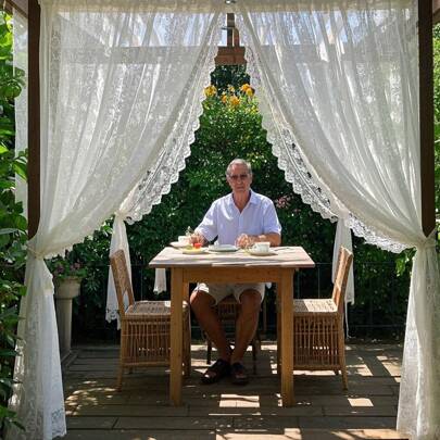 4pcs European And American Home White Lace Pole Curtains, Rural Outdoor White Curtains, Bedroom And Living Room Semi Sunshade Finished Curtains, Suitable For Home And Courtyard Decoration, Birthday/Wedding/Thanksgiving/Valentine's Day Decor