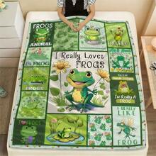 1pc Frog Blanket Gift Super Soft And Comfortable Flannel Blanket Nap Blanket