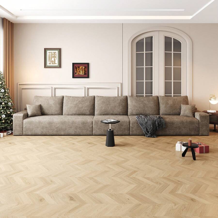 LUCKHAO 168" Cloud Sectional Couch,Modern Modular Sofa With Deep Seat, Upholstered Couches For Living Room Bedroom,No Assembly Required - 5 Seat(Camel) - View 1