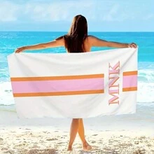 Customizable Beach Towel With Your Name - Personalized Striped Design, Perfect For Swimming, Camping & Travel, Multi-Functional, Ornamental, Reusable, Breathable, Adorable Workers, S, Dining Room, Bathroom, Living Room, Bedroom, Office, Tea Room, , Home, For Anniversaries, For Birthdays, For Weddings, For Graduation, For Housewarming Summer Holiday Bathroom Decor, Slow Summer Living Beach Essentials,Dorm Essentials - Multicolor - View 6