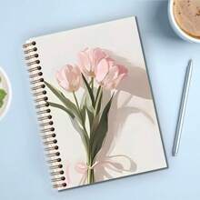 Pink Roses Spiral Notebook - Twin-Wire Binding, Premium Paper, 360° Lay-Flat Design, Stylish & Cute For Writing And Notes, 5.5x8.3", 50 Pages -14*21cm/ 5.5x8.3in Spiral Notebook- 50 Sheets 100 Pages-A Diary With The Weekday Signs , Weather Signs,Memo No.And Date Signs,School Supplies,Back To School