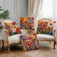 MEMNUN 4 vỏ gối in hoa đỏ rực rỡ 17,7*17,7in (45*45cm)/19,69*19,69in (50*50cm)/15,75*15,75in (40*40cm) [In một mặt] Vỏ gối trang trí nhà bằng polyester cho ghế sofa, giường, ô tô [Không bao gồm ruột gối], Thích hợp sử dụng hàng ngày, Trang trí nhà tối giản cao cấp, Phòng khách, Phòng ngủ, Ô tô - Nhiều màu - Xem 10