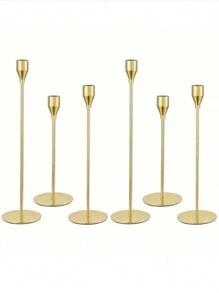 1/2/3/6 Pcs Candle Holder Set, Gold Metal Luxury Candle Stand, Home/Wedding/Romantic Dinner Decor, Room Decoration, Home Decor, Gift, Holiday Decoration