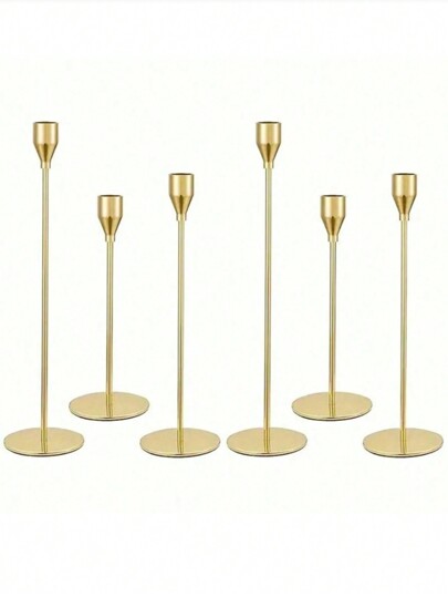1/2/3/6 Pcs Candle Holder Set, Gold Metal Luxury Candle Stand, Home/Wedding/Romantic Dinner Decor, Room Decoration, Home Decor, Gift, Holiday Decoration