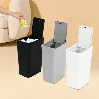 3 PCS Abfalleimer  Abfalleimer mit Deckel Schwarz + Weiß + Grau
