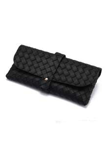 1 hộp đựng kính mắt bằng da PU mềm màu đen mới, kiểu ví thời trang. - màu đen - Xem 2