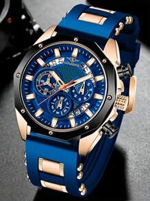 Relojes de moda para hombres, relojes deportivos de silicona, relojes de cuarzo con fecha, impermeables, relojes cronógrafo, regalos para hombres