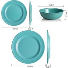 The Dinnerware Sets, Melamine Dinner Service For 6, 18-Piece Plates And Bowls Set, Dishwasher Safe, Turquoise - Turquoise - View 5
