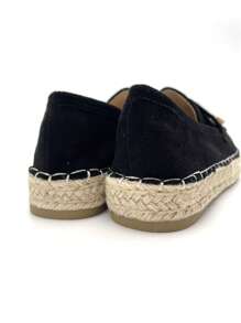 2026 Spring/Autumn New Women's Slip-On Loafers, Versatile Flat Shoes, Straw Sole Shoes - Black - View 9