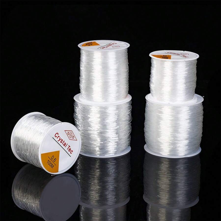 0.5-1.2mm 透明白色弹性橡胶绳，圆形弹性绳，适用于 DIY 珠宝制作、串珠手链配件、手工艺品、珠宝配件、其他配件 - 透明 - 查看 1