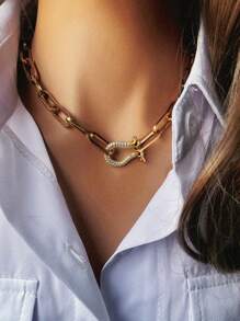 1 buah Kalung Gesper Tapal Kuda Berlian Imitasi Tebal, Desain Warna Kontras, Elegan dan Mewah, Cocok untuk Busana Sehari-hari Wanita - beraneka warna - View 8