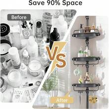 WSBArt - Organizador de ducha resistente – 4 niveles ajustable, acero inoxidable inoxidable, 32-122 pulgadas - Gris - Ver 6