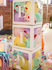 开斋节装饰气球盒 3 件套，透明气球盒，开斋节气球块，开斋节气球块，开斋节装饰品