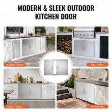 BBQ Access Door, 24" X 24" To 39" X 26" Double Outdoor Kitchen Door, Stainless Steel/Cold Plate Flush Mount Door, Wall Vertical Door With Handles And Vents/Hook, For BBQ Island, Grilling Station, Outside Cabinet - 39" X 26" Hooks - View 6