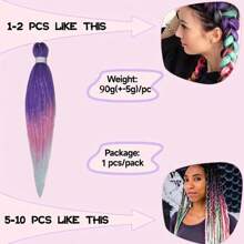 Pre Streched Braiding Hair Within Sparkling Tinsel Hair Extensions Soft Yaki Texture Easily Crochet Twist Braids Hair Synthetic Box Braiding Hair For Music Festival - Multicolor - View 9