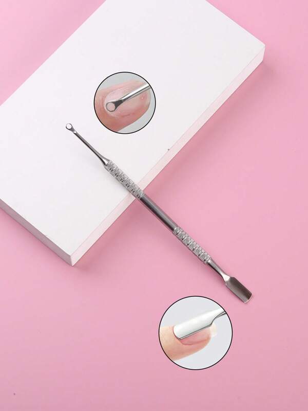 1 Stück Edelstahl Doppelkopf Nagelhautspatel und -trimmer, Salon-Qualität Nagelfeile Nagelhautnipper für Finger- und Fußnagelpflege, professionelles Maniküre-Pediküre Reinigungstool