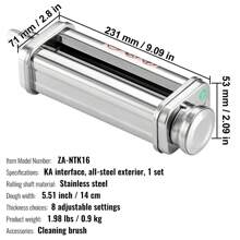 Pasta Attachment For KitchenAid Stand Mixer, 3-IN-1 Or 3Pcs Or 1Pc Stainless Steel Pasta Roller Cutter Set Including Pasta Sheet Roller, Spaghetti And Fettuccine Cutter, 8 Adjustable Thickness Knob Pasta Maker - 1Pc - View 7