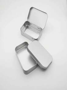 2/4/12pcs Silver Metal Rectangular Hinged Tins - Empty Containers, Portable Storage Set, Suitable For Storing Pushpins, Candies, Jewelry And Crafts - Durable, Multifunctional, Decorative Home Storage, With Convenient Hinged Lids, Ideal For Desktop Decor, Party Favors, Daily And Holiday Table Settings - Multicolor - View 5