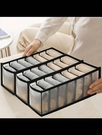 1 件/3 件/套 7 格可折叠内衣抽屉整理器，用于袜子、胸罩、内裤、衣服收纳盒，节省空间的家居必备品，适用于衣柜、卧室、宿舍装饰装饰节日装饰房间装饰家居装饰卧室装饰