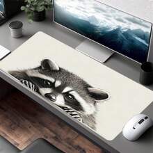 Cartoon Raccoon Mouse Pad Cute Animal Large Desk Mat 35.4x15.7 Inch Desk Accessories Rubber Base With Stitched Edge Non-Slip Keyboard Pad For Office Home Computer As Gifts For Men Women Friends - Multicolor - View 3