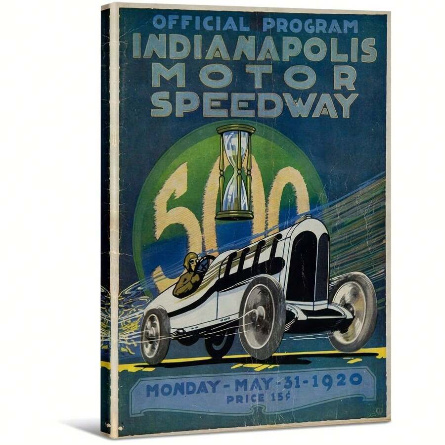 Indianapolis Program 1920 Large Wooden Framed Wall Art Home Decor Canvas Painting- For Bedroom, Bathroom, Living Room, Office, Kitchen, Holiday Gift- 1pc - 彩色 - 查看 1