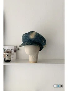 Mũ lưỡi trai denim rách, mũ bát giác denim bạc màu kiểu cổ điển, mũ thợ sơn đa năng dành cho nữ, mùa xuân/hè. - Nhiều màu - Xem 8