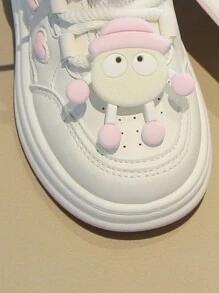 1 Par de Zapatos deportivos de suela suave con diseño de corazón y letra, de corte medio, versátiles y casuales, aptos para todas las estaciones, para niños y niñas