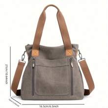 Women's Versatile Handbag Large Capacity Canvas Casual Shoulder Crossbody Bag - Purple - View 7