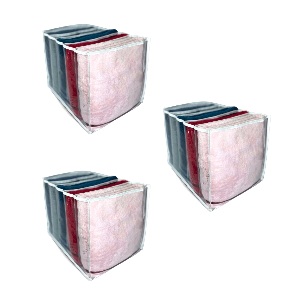 CM Costura Magica 3 XG 衣服收纳盒 40x30x30 - 适用于浴巾、床单、夹克 - 厚塑料 - 魔术缝纫 - 收纳蜂巢房间装饰家居装饰秋季装饰卧室装饰 - 無色 - 查看 1