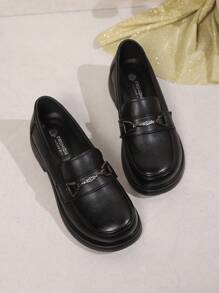 Giày lười đế mềm mùa xuân/thu mới, giày lười Crystal Decor cho nữ, giày đế bằng phong cách Anh thoải mái, chống trượt, thường ngày - màu đen - Xem 7