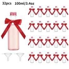 Set de 10/32/2 botellas de vino plásticas vacías decoradas con una cinta roja, con tapa de rosca que no se fuga fácilmente, ligeras y portátiles, se pueden llenar con jugo de frutas/bebidas espirituosas/jengibre/whisky, adecuadas para bodas, fiestas, arte. - Multicolor - Ver 13