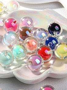16MM 10 颗/包款式随机亚克力镀彩色珠子，圆形内彩 DIY 直孔手工手链，串珠散珠 - 彩色 - 查看 4