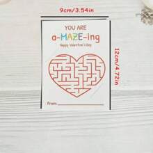 10 pièces Carte labyrinthe de la Saint-Valentin, Cadeau de la Saint-Valentin - Jolie carte de labyrinthe de la Saint-Valentin, étiquette de support de stylo Cadeau d'échange (hors crayons)