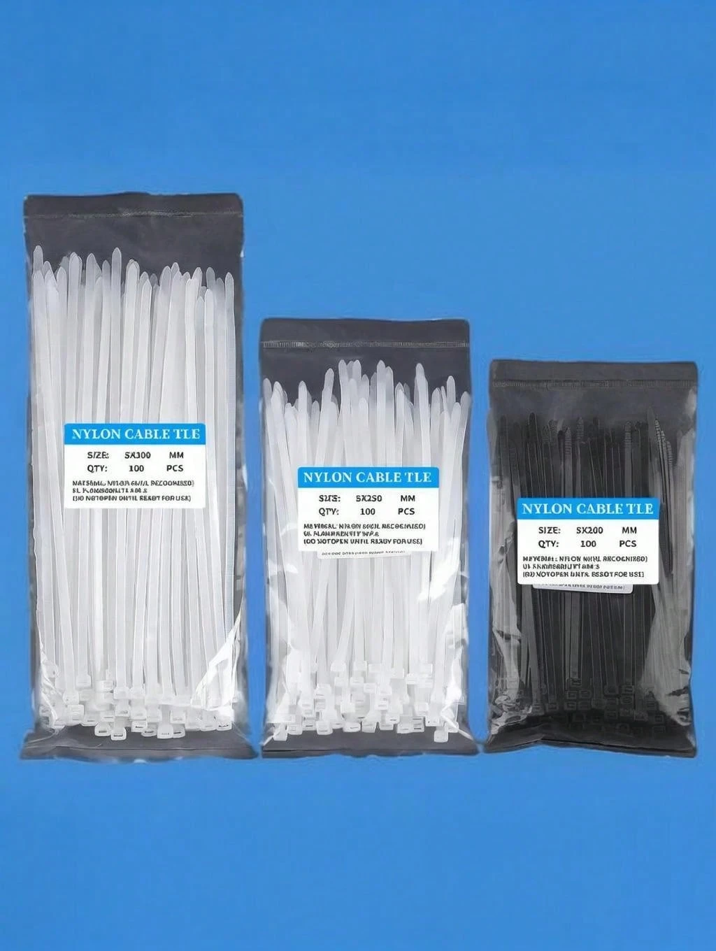 Attaches De Câble En Nylon Noir & Blanc - Lot De 100 | Vente Fibre
