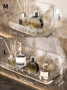 1pc Bathroom Wall Mounted Shelf With Suction Cup, No Drilling Needed, Storage Organizer For Toilet Or Washbasin,Home Organization And Storage, Kitchen Accessories, Bathroom Accessories Home Bathroom Decor Fall Decor Back To School
