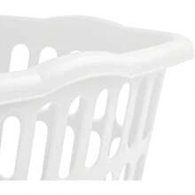 Set de 12 cestas de plástico para la ropa, cesta de 1.5 bushel, cesta de lavandería blanca, organizador de baño, cesta, cesta de almacenamiento, cesta de lavandería plegable - Blanco - Ver 7