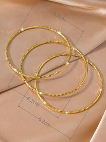 Set de 3 piezas chapado en oro, pulsera brazalete con diseño retorcido minimalista y brillante para mujer, adecuado como regalo, uso diario y para fiestas