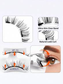 MAGEFY 1 Pair CC Curl Manga Reusable Magnetic Suction False Eyelash Kit,Equipped With Professional Magnetic Clips,Natural Looking, 3D Natural Spiky Manga Lashes Fluffy Wispy Soft Lashes Fake Eyelashes False Eyelashes Strip,Comic Pointed Tail Style Style, Magnetic Lashes, End Eye Elongated Faux Mink Strip Lashes, Suitable For Parties Or Gift For Women&Girls, Ultra-Light Lashes Package - 尖尾漫畫款 - 查看 4