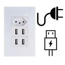 Double USB Input Wall Socket Bivolt White 10 Variations Power Switch