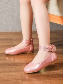 Kid Girl Flat Shoes, Children Pink Flower Casual Shoes For Girls, Cute Shoes For Little Girls, Toddlers, All Seasons - Pink - View 2