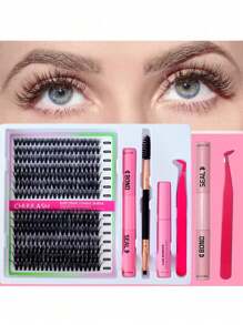 280/168 件 8-16 毫米 DIY 睫毛延长混合款式睫毛簇单独配有粘合剂和密封剂去除镊子睫毛刷用于自行化妆 - 黑色 - 查看 28