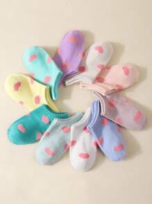 10 双儿童/婴儿心形透气短袜，日常穿着舒适 - 彩色 - 查看 1