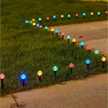 30 Lights/50 Lights Solar LED Outdoor Lights, Lawn Patio Garden Villa Decorative Lights, Solar Ground Plug Bubble Globe Lights, Suitable For Party Camping, Garden Lawn Lighting Decoration - 彩色50燈 - 查看 2