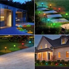 30 Lights/50 Lights Solar LED Outdoor Lights, Lawn Patio Garden Villa Decorative Lights, Solar Ground Plug Bubble Globe Lights, Suitable For Party Camping, Garden Lawn Lighting Decoration - 彩色30燈 - 查看 3