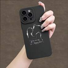 1 Stück Handyhülle mit Frauensilhouette & Pferd Design, kompatibel mit iPhone 16 Pro Max, 15, 14 Plus, 13, 12, 11 & Serien, personalisierbar