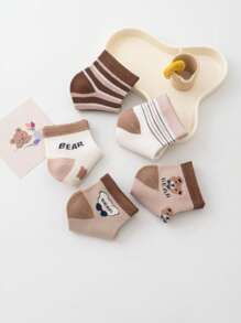 5 双 Brown Bear 儿童袜子，网眼薄款中筒卡通袜子，适合男孩和女孩，幼儿/婴儿袜子，春/夏 - 彩色 - 查看 3