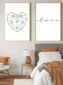 Kit 2 Decorative Love Heart Frames – Ideal For Living Room, Office, Entrance Hall, Bedroom And Modern Environments – Abstract Art For Elegant And Sophisticated Decoration - 摩卡棕 - 查看 5