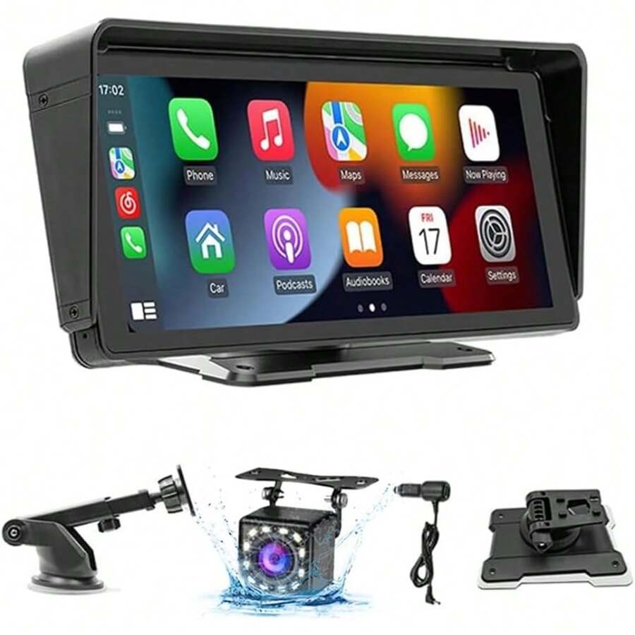 FINYQBET Autoestereos para Carro de 10.3 Pulgadas,Estéreo para Pantalla Carplay para Auto con Android Auto, Pantalla HD 1024 * 600, Mirrorlink,FM Bluetooth y más,Desmontable,con Tapa - 1 - Ver 1
