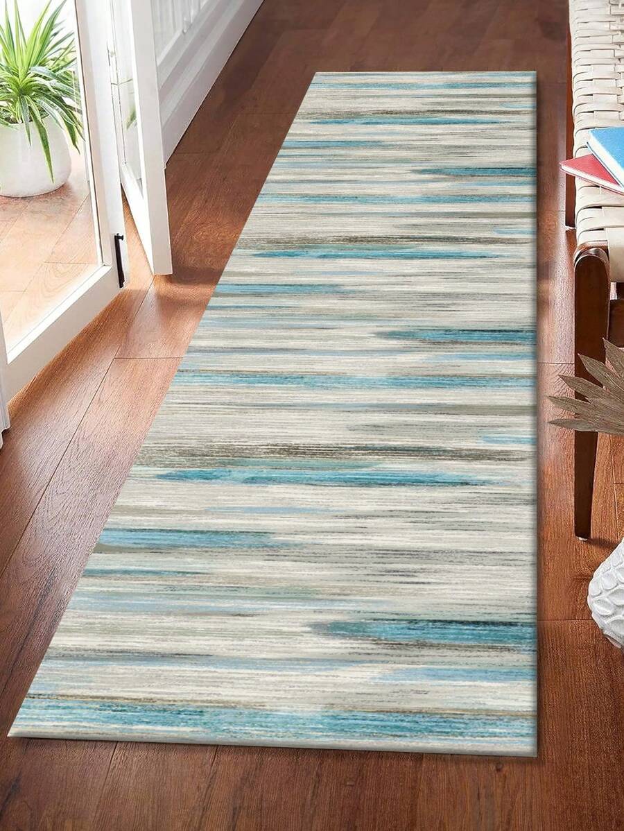 1 pieza Alfombra de terciopelo cristal con patrón geométrico moderno gris, 1000g/㎡, rectangular, antideslizante y lavable, adecuada para pasillo, sala de estar, cocina, comedor, oficina, para todo el año