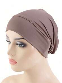 1pc Women's Solid/Colorful Elastic Headscarf Hat, Cap For Hair Care, Undercap